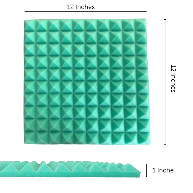 URBAN-X Pyramid Soundproofing Studio Acoustic Foam 1'x1' - 1 Inches 50D High Density, Soundproof Foam, Noise Reduction Panels, Echo Absorption - Pack of 18 + 1 Adhesive Spray, Bright Turquoise, 25mm Thickness