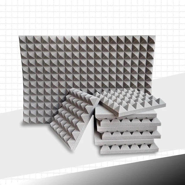 Urban-X URBAN-X® Pyramid Soundproofing Studio Acoustic Foam 1'x1' ft. - 2 Inches 50D High Density, Soundproof Foam, Noise Reduction Panels, Echo Absorption - Set of 18