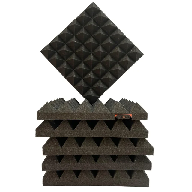Urban-X URBAN-X® Pyramid Soundproofing Studio Acoustic Foam 1'x1' ft. - 2 Inches 50D High Density, Soundproof Foam, Noise Reduction Panels, Echo Absorption - Set of 180, Black, 2.0