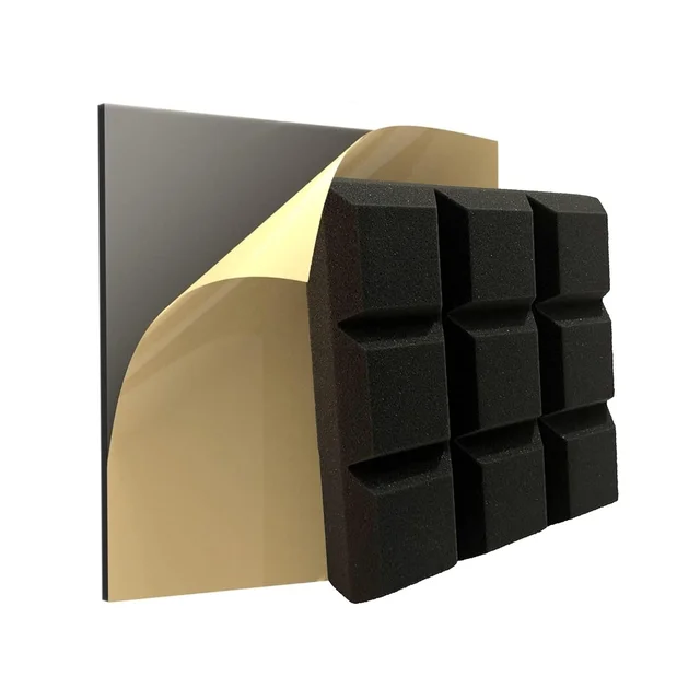 URBAN-X Cadbury Soundproofing Studio Acoustic Foam 1'x1' - 2 Inches 50D High Density, Soundproof Foam, Noise Reduction Panels, Echo Absorption - Set of 18, Black, Self Adhesive