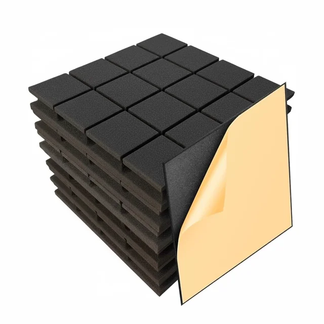URBAN-X Acoustic Foams Acoustic Panels 12″×12″×2″ Thick | HIGH DENSITY Acoustic Foams for Echo Reduction & Sound Proofing - Set of 18, Black, Turbo Acoustic Foam Self Adhesive