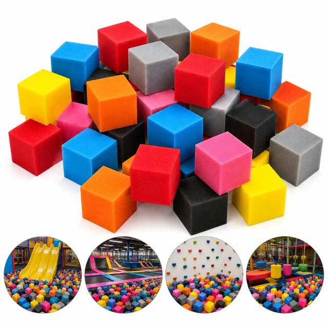 URBAN-X® Soft Foam Cubes, Colorful Flame Retardant Pit Blocks Foam Pit Cubes for Trampoline Arenas, Gymnastics, Playground, 6"x6"x6" - Set of 20