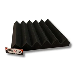 URBAN-X® Wedge Soundproofing Studio Acoustic Foam 1'x1' - 2 Inches 50D High Density, Soundproof Foam, Noise Reduction Panels, Echo Absorption - Set of 12, Black, Wedge Acoustic Foam Self Adhesive
