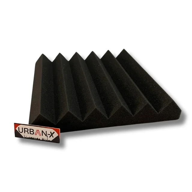 URBAN-X® Wedge Soundproofing Studio Acoustic Foam 1'x1' - 2 Inches 50D High Density, Soundproof Foam, Noise Reduction Panels, Echo Absorption - Set of 12, Black, Wedge Acoustic Foam Self Adhesive