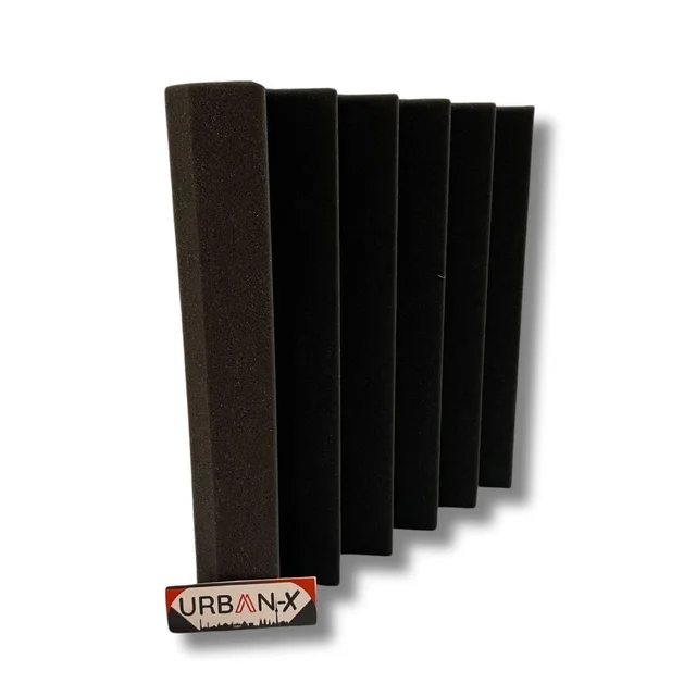 URBAN-X® Wedge Soundproofing Studio Acoustic Foam 1'x1' - 2 Inches 50D High Density, Soundproof Foam, Noise Reduction Panels, Echo Absorption - Set of 12, Black, Wedge Acoustic Foam Self Adhesive