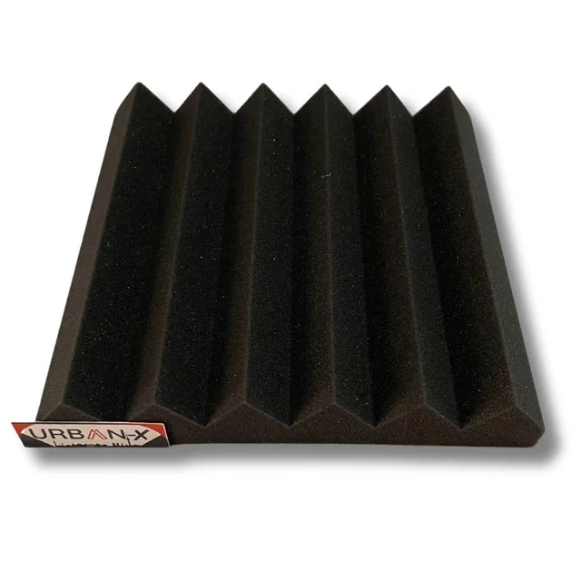 URBAN-X® Wedge Soundproofing Studio Acoustic Foam 1'x1' - 2 Inches 50D High Density, Soundproof Foam, Noise Reduction Panels, Echo Absorption - Set of 12, Black, Wedge Acoustic Foam Self Adhesive