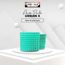 URBAN-X Pyramid Soundproofing Studio Acoustic Foam 1'x1' - 1 Inches 50D High Density, Soundproof Foam, Noise Reduction Panels, Echo Absorption - Pack of 18 + 1 Adhesive Spray, Bright Turquoise, 25mm Thickness