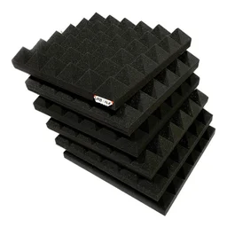 Urban-X URBAN-X® Pyramid Soundproofing Studio Acoustic Foam 1'x1' ft. - 2 Inches 50D High Density, Soundproof Foam, Noise Reduction Panels, Echo Absorption - Set of 108, Black