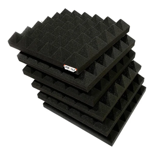 Urban-X URBAN-X® Pyramid Soundproofing Studio Acoustic Foam 1'x1' ft. - 2 Inches 50D High Density, Soundproof Foam, Noise Reduction Panels, Echo Absorption - Set of 108, Black