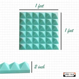 Urban-X URBAN-X® Pyramid Soundproofing Studio Acoustic Foam 1'x1' ft. - 2 Inches 50D High Density, Soundproof Foam, Noise Reduction Panels, Echo Absorption - Set of 36, Aqua Green