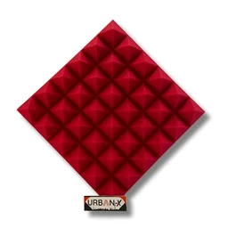 URBAN-X® Pyramid Acoustic Foam Soundproofing Studio 1'x1' ft. - 2 Inches High Density, Soundproof Foam, Noise Reduction Panels, Echo Absorption - Set of 36, Red, Pyramid Acoustic Foam Self Adhesive