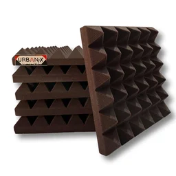 URBAN-X® Pyramid Acoustic Foam Soundproofing Studio 1'x1' ft. - 2 Inches High Density, Soundproof Foam, Noise Reduction Panels, Echo Absorption - Set of 12, Wine, Pyramid Acoustic Foam