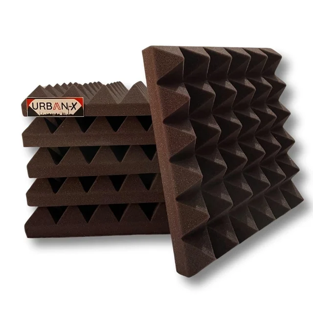 URBAN-X® Pyramid Acoustic Foam Soundproofing Studio 1'x1' ft. - 2 Inches High Density, Soundproof Foam, Noise Reduction Panels, Echo Absorption - Set of 12, Wine, Pyramid Acoustic Foam