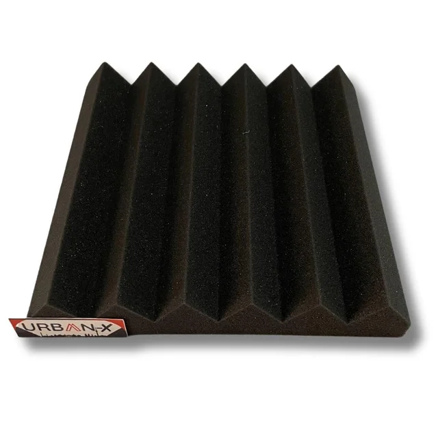 URBAN-X® Wedge Soundproofing Studio Acoustic Foam 1'x1' - 2 Inches 50D High Density, Soundproof Foam, Noise Reduction Panels, Echo Absorption - Set of 6, Black, Wedge Acoustic Foam