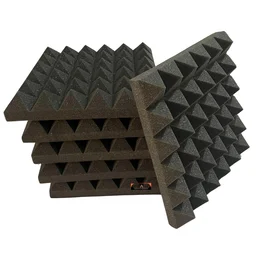 Urban-X URBAN-X® Pyramid Soundproofing Studio Acoustic Foam 1'x1' ft. - 2 Inches 50D High Density, Soundproof Foam, Noise Reduction Panels, Echo Absorption - Set of 180, Black, 2.0