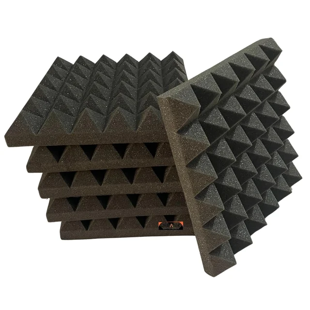 Urban-X URBAN-X® Pyramid Soundproofing Studio Acoustic Foam 1'x1' ft. - 2 Inches 50D High Density, Soundproof Foam, Noise Reduction Panels, Echo Absorption - Set of 180, Black, 2.0