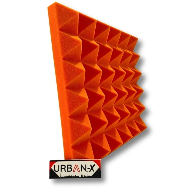Urban-X URBAN-X® Pyramid Soundproofing Studio Acoustic Foam 1'x1' ft. - 2 Inches 50D High Density, Soundproof Foam, Noise Reduction Panels, Echo Absorption - Set of 144, Web Orange