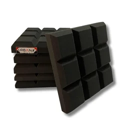 URBAN-X Cadbury Soundproofing Studio Acoustic Foam 1'x1' - 2 Inches 50D High Density, Soundproof Foam, Noise Reduction Panels, Echo Absorption - Set of 18, Black, Self Adhesive