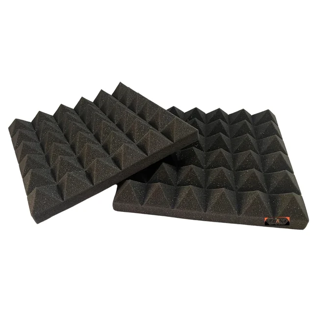 Urban-X URBAN-X® Pyramid Soundproofing Studio Acoustic Foam 1'x1' ft. - 2 Inches 50D High Density, Soundproof Foam, Noise Reduction Panels, Echo Absorption - Set of 180, Black, 2.0