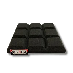 URBAN-X Cadbury Soundproofing Studio Acoustic Foam 1'x1' - 2 Inches 50D High Density, Soundproof Foam, Noise Reduction Panels, Echo Absorption - Set of 18, Black, Self Adhesive