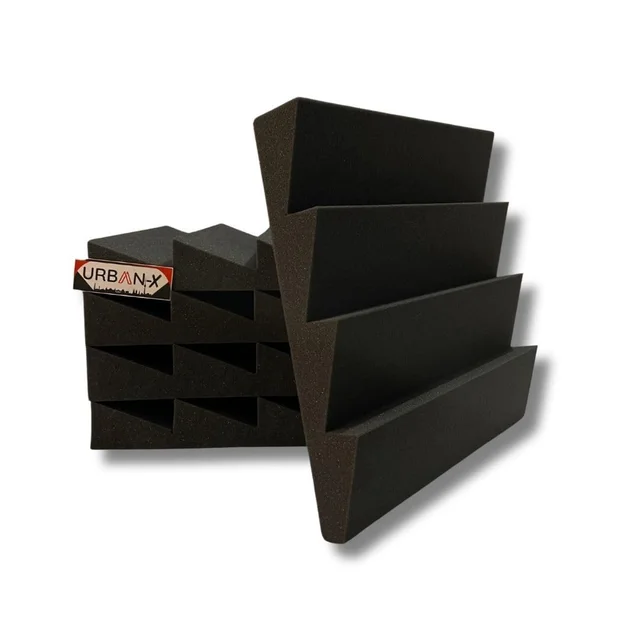 Urban-X URBAN-X T-Wedge Soundproofing Studio Acoustic Foam 1'x1' - 2 Inches 50D High Density, Soundproof Foam, Noise Reduction Panels, Echo Absorption - Set of 6, Black