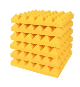 Urban-X URBAN-X® Pyramid Soundproofing Studio Acoustic Foam 1'x1' ft. - 2 Inches 50D High Density, Soundproof Foam, Noise Reduction Panels, Echo Absorption - Set of 108, Yellow