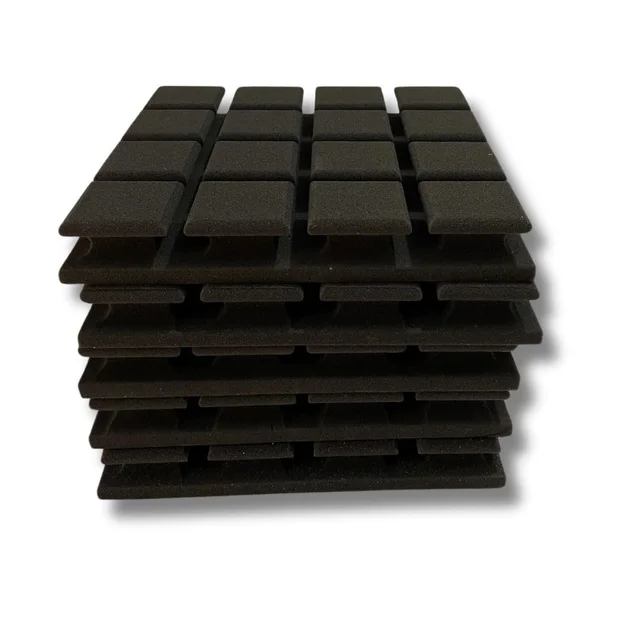 Urban-X URBAN-X Turbo Soundproofing Studio Acoustic Foam 1'x1' - 2 Inches 50D High Density, Soundproof Foam, Noise Reduction Panels, Echo Absorption - Set of 36, Black