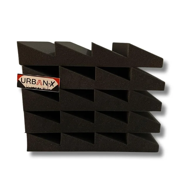 Urban-X URBAN-X T-Wedge Soundproofing Studio Acoustic Foam 1'x1' - 2 Inches 50D High Density, Soundproof Foam, Noise Reduction Panels, Echo Absorption - Set of 6, Black