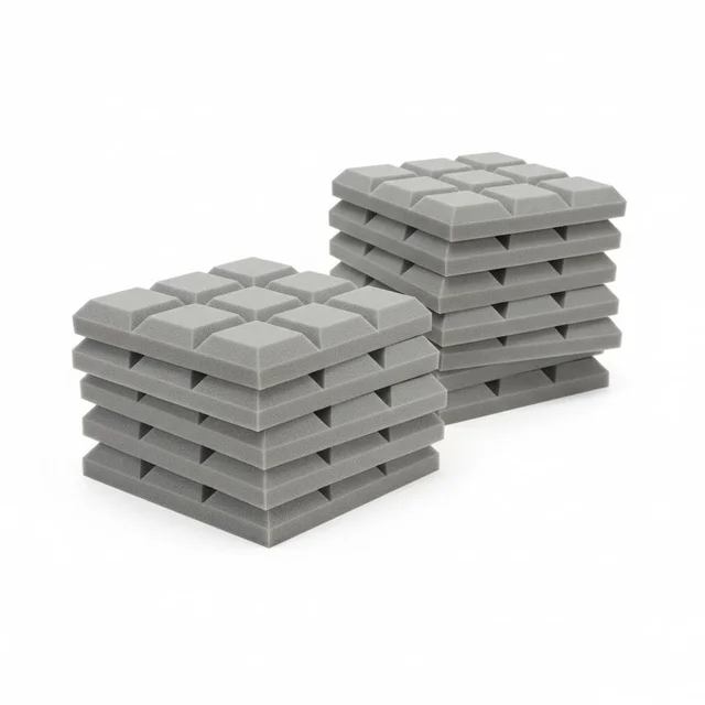 URBAN-X Acoustic Foams Acoustic Panels 12″×12″×2″ Thick | HIGH DENSITY Acoustic Foams for Echo Reduction & Sound Proofing - Set of 18, Stone White, Cadbury Acoustic Foam Self Adhesive