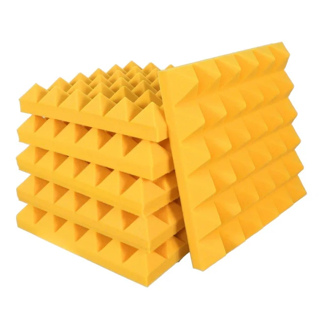 Urban-X URBAN-X® Pyramid Soundproofing Studio Acoustic Foam 1'x1' ft. - 2 Inches 50D High Density, Soundproof Foam, Noise Reduction Panels, Echo Absorption - Set of 108, Yellow