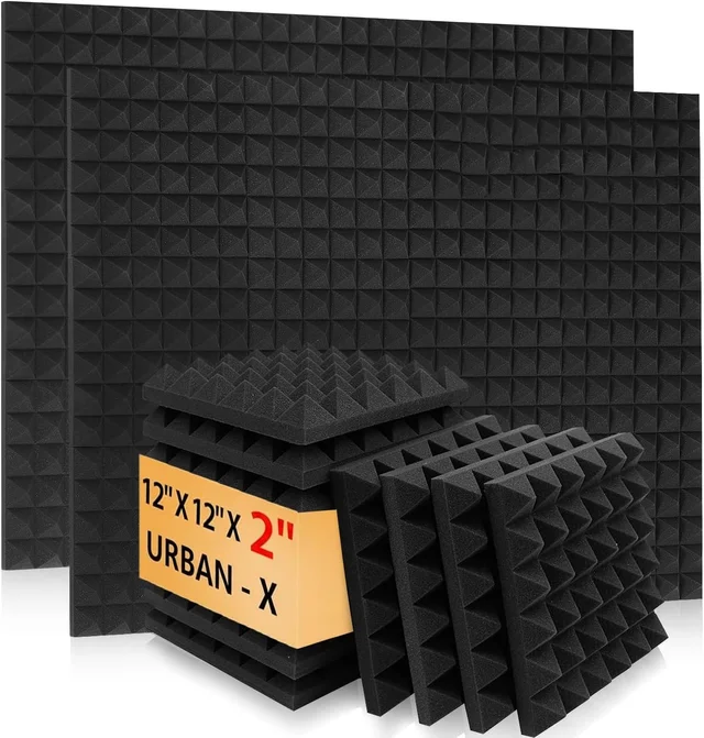 URBAN-X® Pyramid Acoustic Foam Soundproofing Studio 1'x1' ft. - 2 Inches High Density, Soundproof Foam, Noise Reduction Panels, Echo Absorption