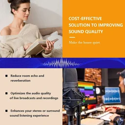 URBAN-X® Pyramid Acoustic Foam Soundproofing Studio 1'x1' ft. - 2 Inches High Density, Soundproof Foam, Noise Reduction Panels, Echo Absorption - Set of 12, Stone White, Pyramid Acoustic Foam Self Adhesive