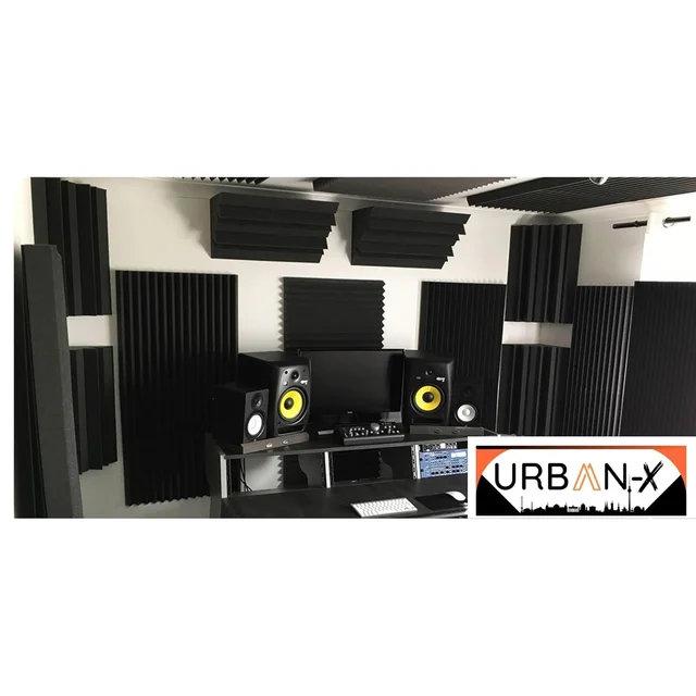 Urban-X URBAN-X Bass Traps Soundproofing Studio Acoustic Foams 12"x12"x24" 50D High Density, Soundproof Foam, Noise Reduction Panels, Echo Absorption - Set of 10, Black