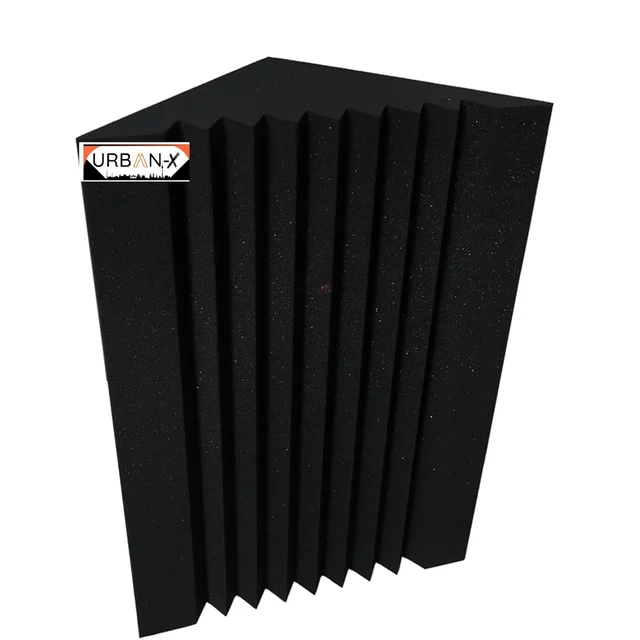 Urban-X URBAN-X Bass Traps Soundproofing Studio Acoustic Foams 12"x12"x24" 50D High Density, Soundproof Foam, Noise Reduction Panels, Echo Absorption - Set of 10, Black