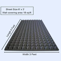 URBAN-X Pyramid Sheet 6x3 ft - 2 inches 50D Soundproofing Studio Acoustic Foams | 50D High Density, Soundproof Foam, Noise Reduction Panels, Echo Absorption - Black 50mm - Set of 8