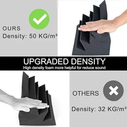 Urban-X URBAN-X Bass Traps Soundproofing Studio Acoustic Foams 12"x12"x24" 50D High Density, Soundproof Foam, Noise Reduction Panels, Echo Absorption - Set of 10, Black