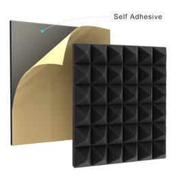 URBAN-X® Pyramid Acoustic Foam Soundproofing Studio 1'x1' ft. - 2 Inches High Density, Soundproof Foam, Noise Reduction Panels, Echo Absorption - Set of 36, Black, Pyramid Acoustic Foam Self Adhesive
