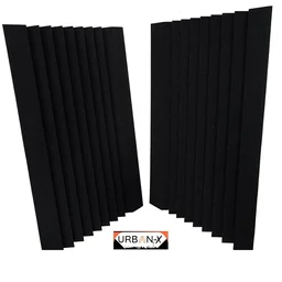 Urban-X URBAN-X Bass Traps Soundproofing Studio Acoustic Foams 12"x12"x24" 50D High Density, Soundproof Foam, Noise Reduction Panels, Echo Absorption - Set of 10, Black