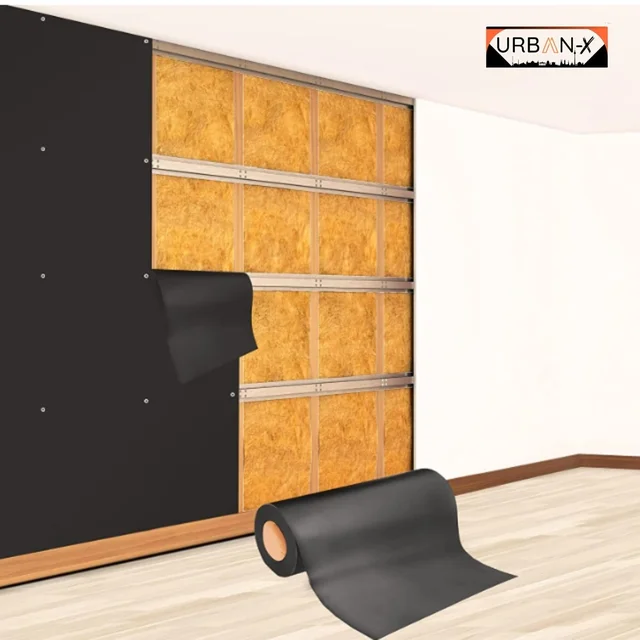 URBAN-X® SoundProofing Mass Loaded Vinyl Sheet , Wall, Window & Door Soundproofing | FR MLV , High Density Black Colour 1900 kg/m^3 Sound Membrane - 4x4, MLV, 3mm Thickness