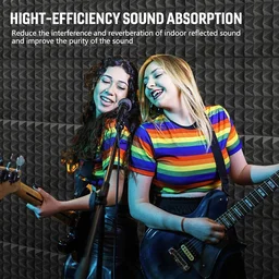 URBAN-X Pyramid Sheet 6x3 ft - 2 inches 50D Soundproofing Studio Acoustic Foams | 50D High Density, Soundproof Foam, Noise Reduction Panels, Echo Absorption - Black 50mm - Set of 8
