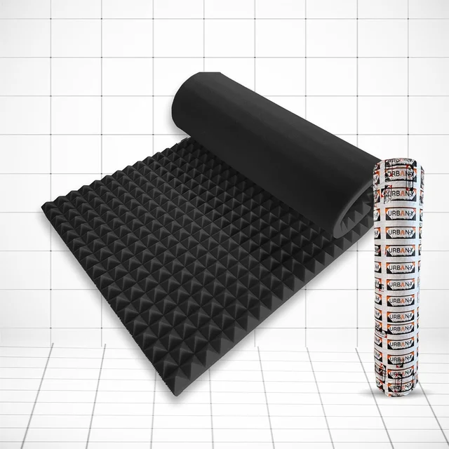 URBAN-X Pyramid Sheet 6x3 ft - 2 inches 50D Soundproofing Studio Acoustic Foams | 50D High Density, Soundproof Foam, Noise Reduction Panels, Echo Absorption - Black 50mm - Set of 8