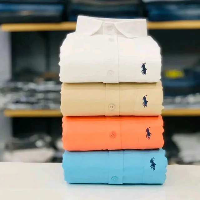RL Polo Men's Plain Shirt Combo - Pack of 4 | Premium Cotton | Casual & Formal Wear - L-40