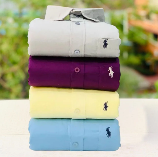 RL Polo Men's Plain Shirt Combo - Pack of 4 | Premium Cotton | Casual & Formal Wear - M-38