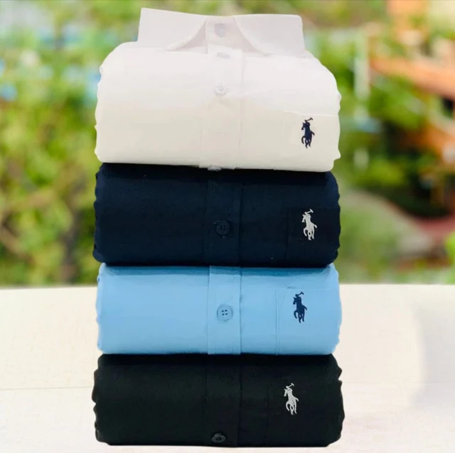 RL Polo Men's Plain Shirt Combo - Pack of 4 | Premium Cotton | Casual & Formal Wear - L-40