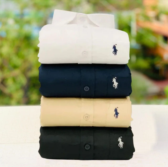 RL Polo Men's Plain Shirt Combo - Pack of 4 | Premium Cotton | Casual & Formal Wear - L-40