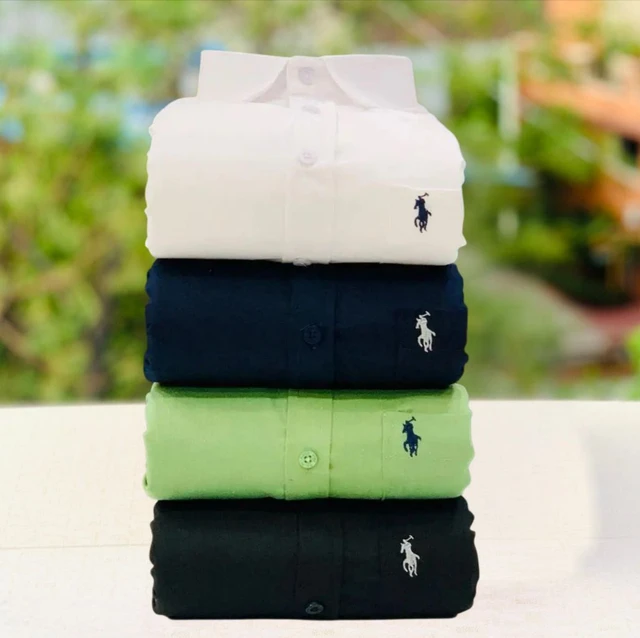 RL Polo Men's Plain Shirt Combo - Pack of 4 | Premium Cotton | Casual & Formal Wear - XL-42