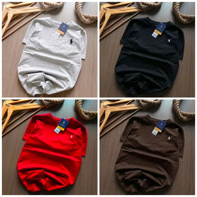 RL Polo Men's Plain Tshirt Combo - Pack of 4 | Premium Cotton | Casual & Formal Wear