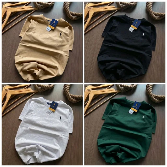 RL Polo Men's Plain Tshirt Combo - Pack of 4 | Premium Cotton | Casual & Formal Wear