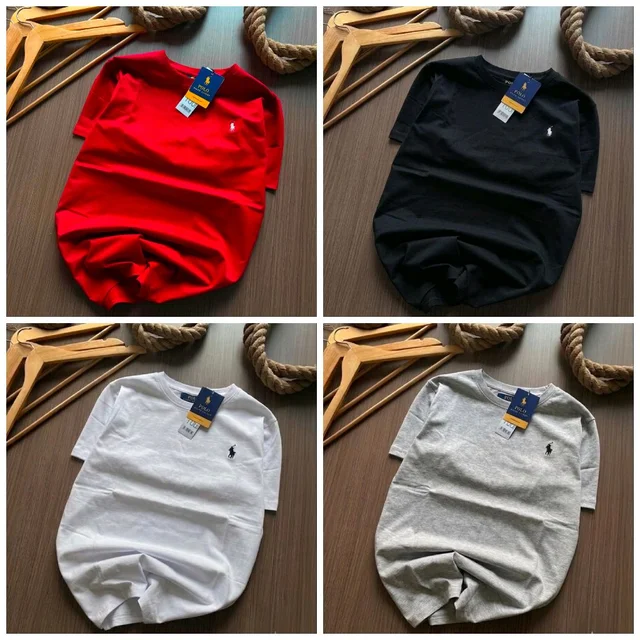 RL Polo Men's Plain Tshirt Combo - Pack of 4 | Premium Cotton | Casual & Formal Wear