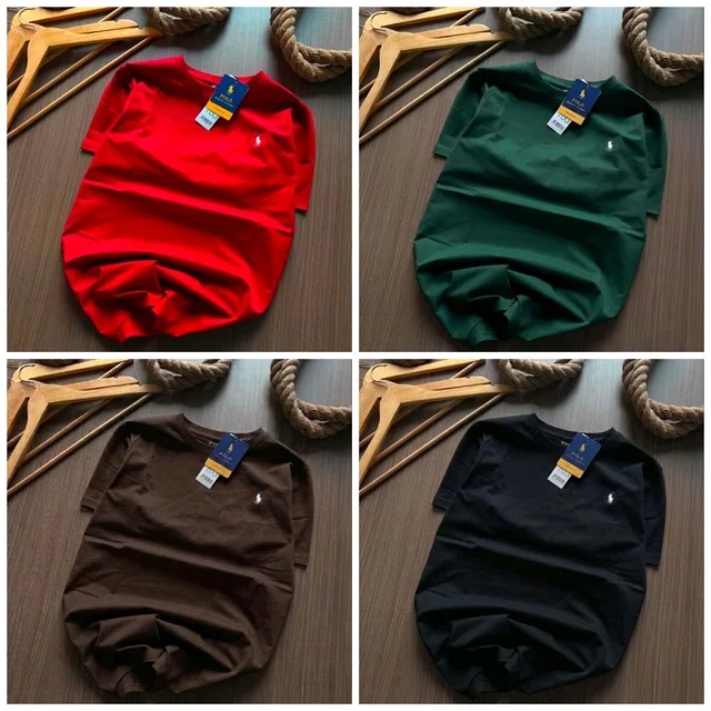 RL Polo Men's Plain Tshirt Combo - Pack of 4 | Premium Cotton | Casual & Formal Wear 